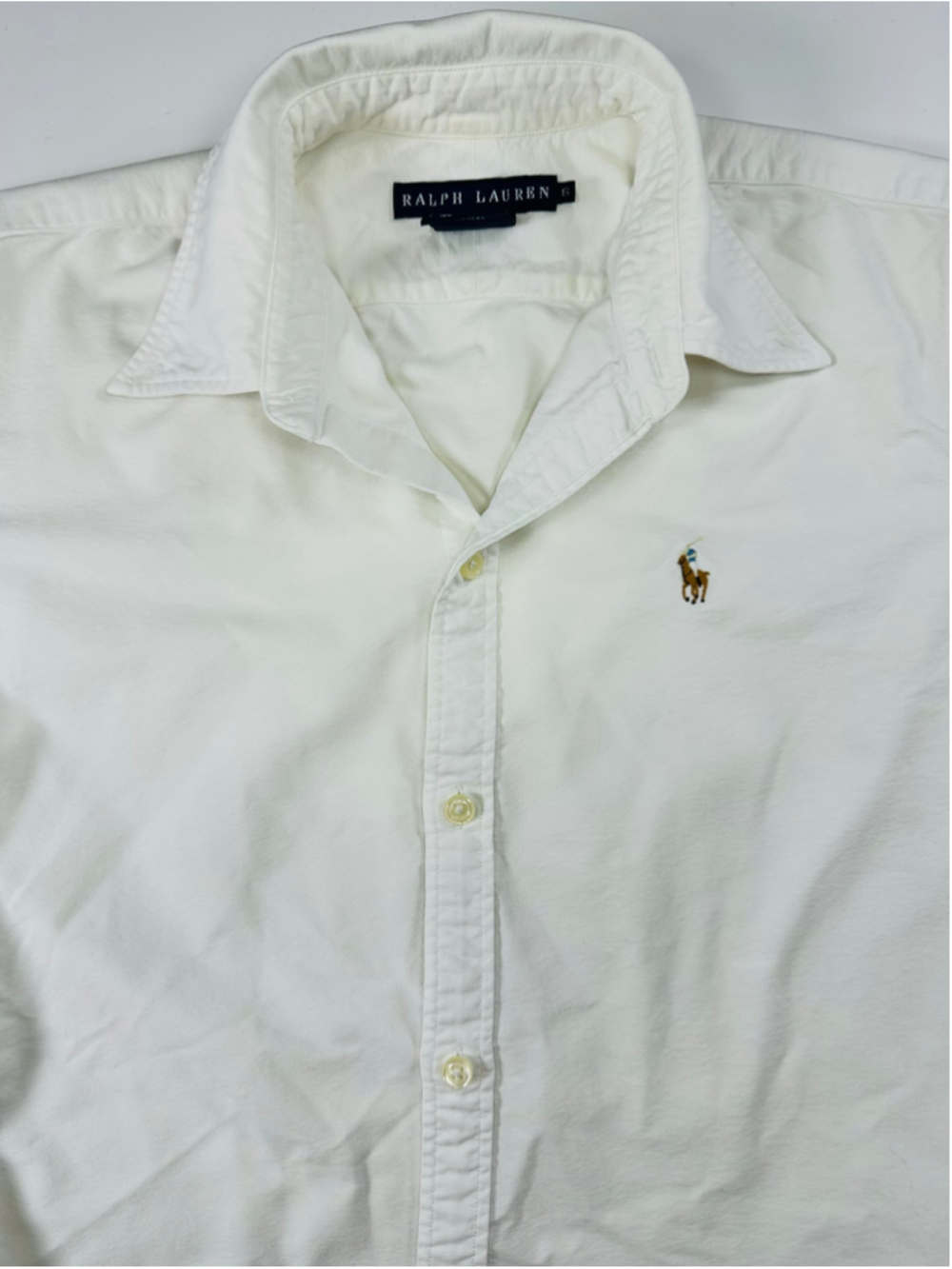 VTG Ralph Lauren Vintage Women’s White Oxford Button Down Shirt Made Hong Kong - Picture 8 of 15